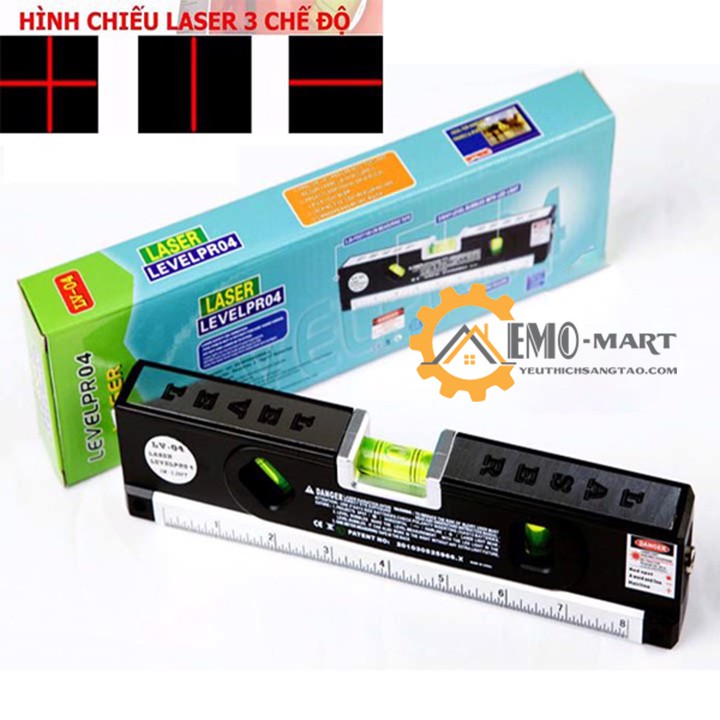 Ni vô laser đa năng 5 in 1 LV04 💦 BH 12 THÁNG 💦 Với 3 bọt thủy cân bằng - Kèm thước đo 1,5m