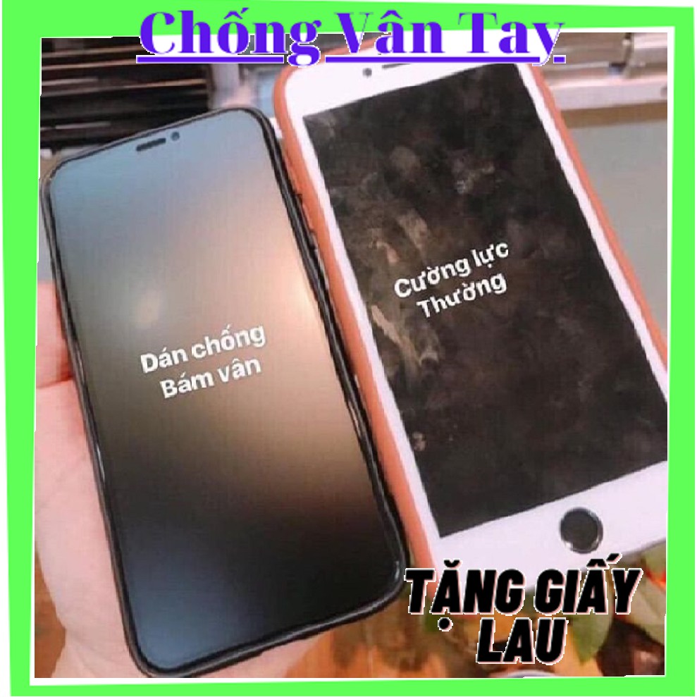 Kính cường lực iphone chống vân tay, mồ hôi AG full màn, màu nhám sang trọng cho Ip 6s/6sPlus/7G/8G/7P/8P/X/Xs/Xs/11/12