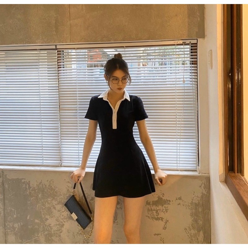 ĐẦM POLO ĐEN VIỀN TRẮNG | BigBuy360 - bigbuy360.vn