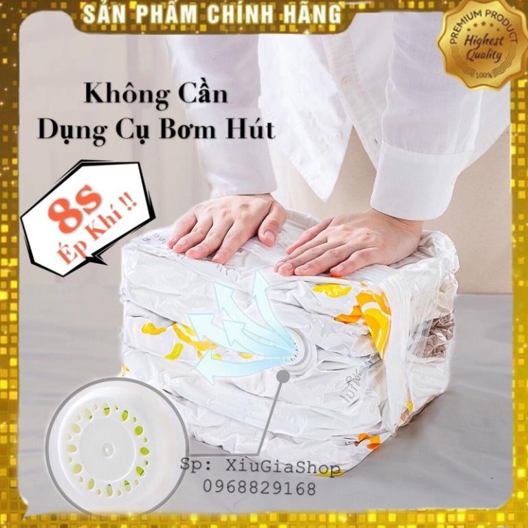 Túi Hút Chân Không Bảo Quản Đựng Bọc Quần Áo Chăn Màn Giày Dép Ba Lớp Khóa ZIP [ Dùng Tay ] Không Cần Bơm Hút