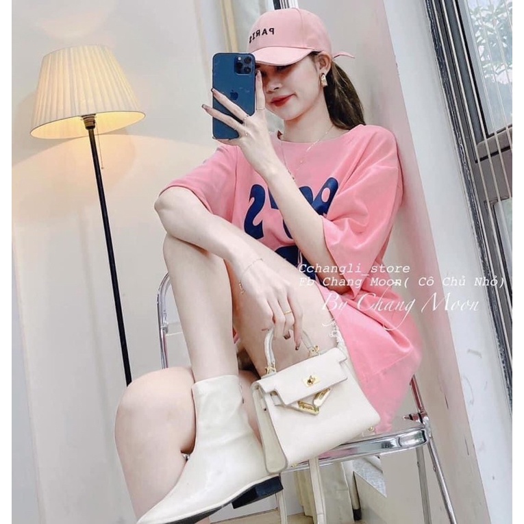 [Rẻ vô địch] Áo thun cotton tay lỡ dáng rộng unisex one baby hồng freesize 38-65kg