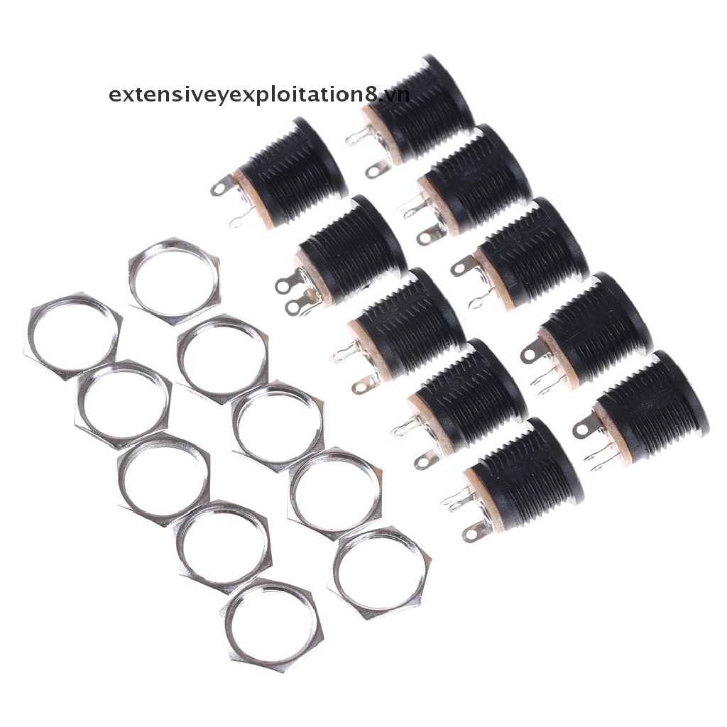 Bộ 10 Ổ Cắm Nguồn DC 022 2.1x5.5 mm PCB Màu Đen