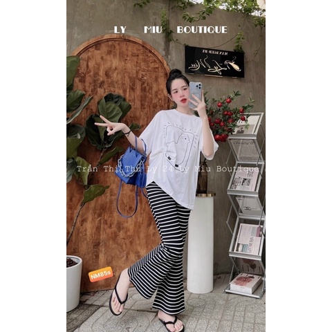 Sét áo hình+quần loe kẻ TT12