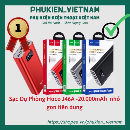 Sạc Dự Phòng Hoco J46A -20.000mAh  nhỏ gọn tiện dụng