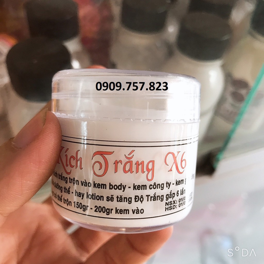 Kích trắng X6 trộn kem hũ màu trắng