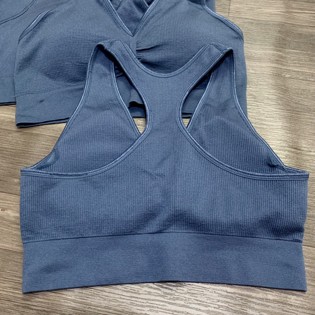 Áo Bra Tập Gym Yoga Nữ Xuất Xịn HM Cao Cấp Cổ V Chất Dệt Kim Co Giãn Tốt