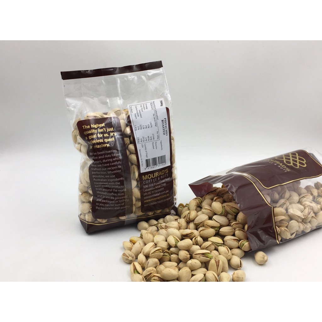 Hạt dẻ cười muorasd (úc) Mourad’s Coffee &amp; Nuts Pistachio Roasted 500g date 2022