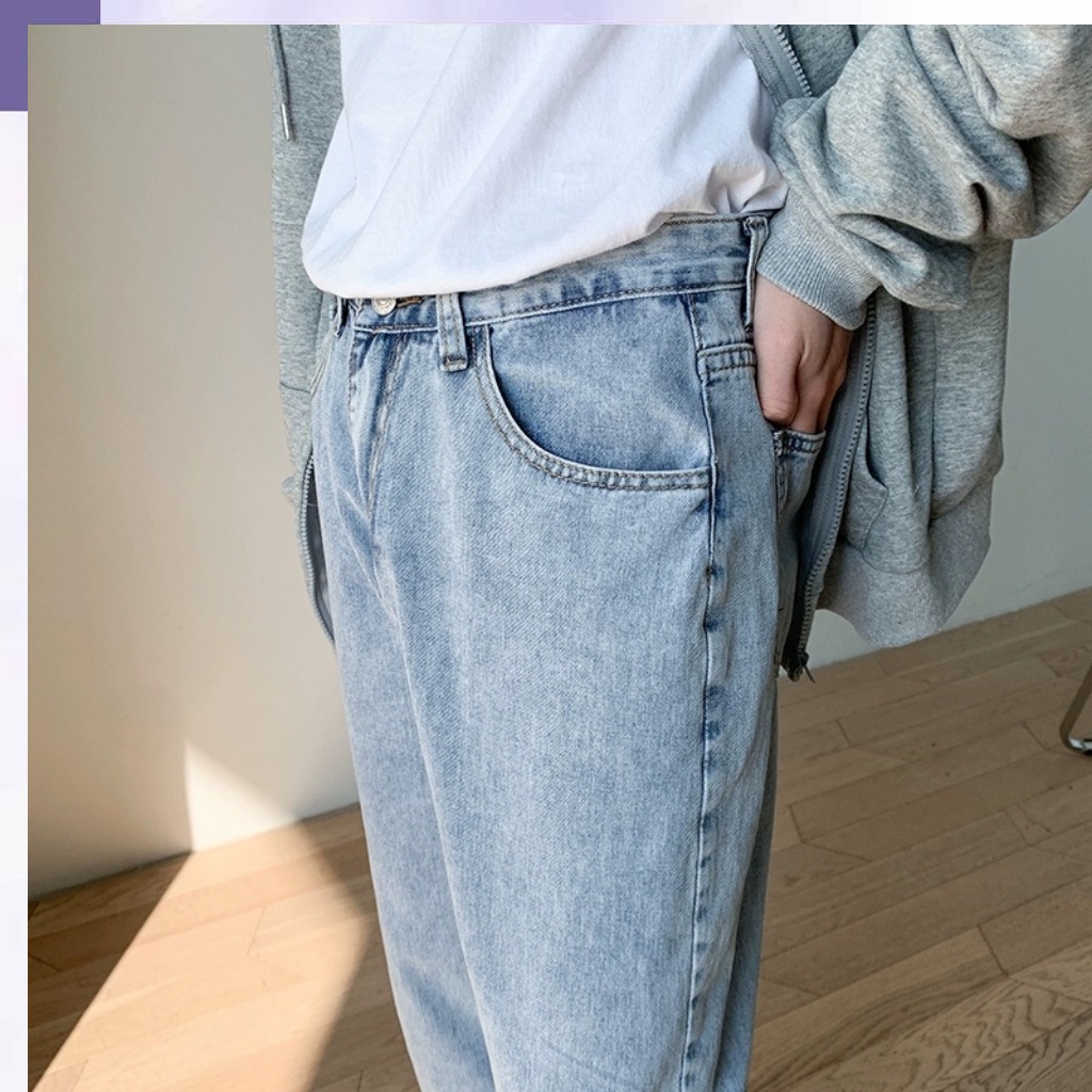 Quần jean nam ống rộng dáng baggy suông đứng nam nữ phong cách Hàn Quốc SR01 cam kết không phai màu | BigBuy360 - bigbuy360.vn