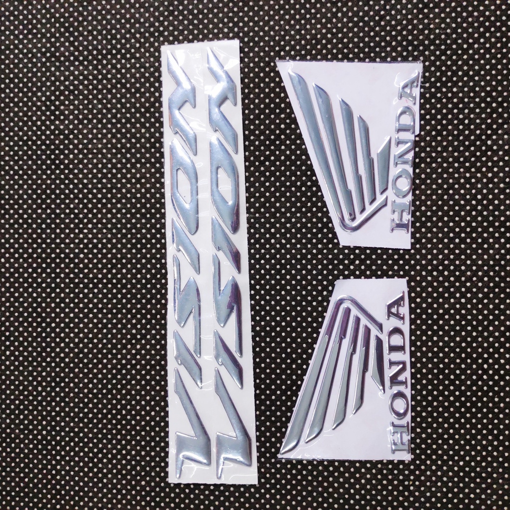 (TEM VISION) Bộ sưu tập tem chữ nỗi VISION và cặp cánh chim WINGS HONDA độ màu dán trang trí xe siêu chất