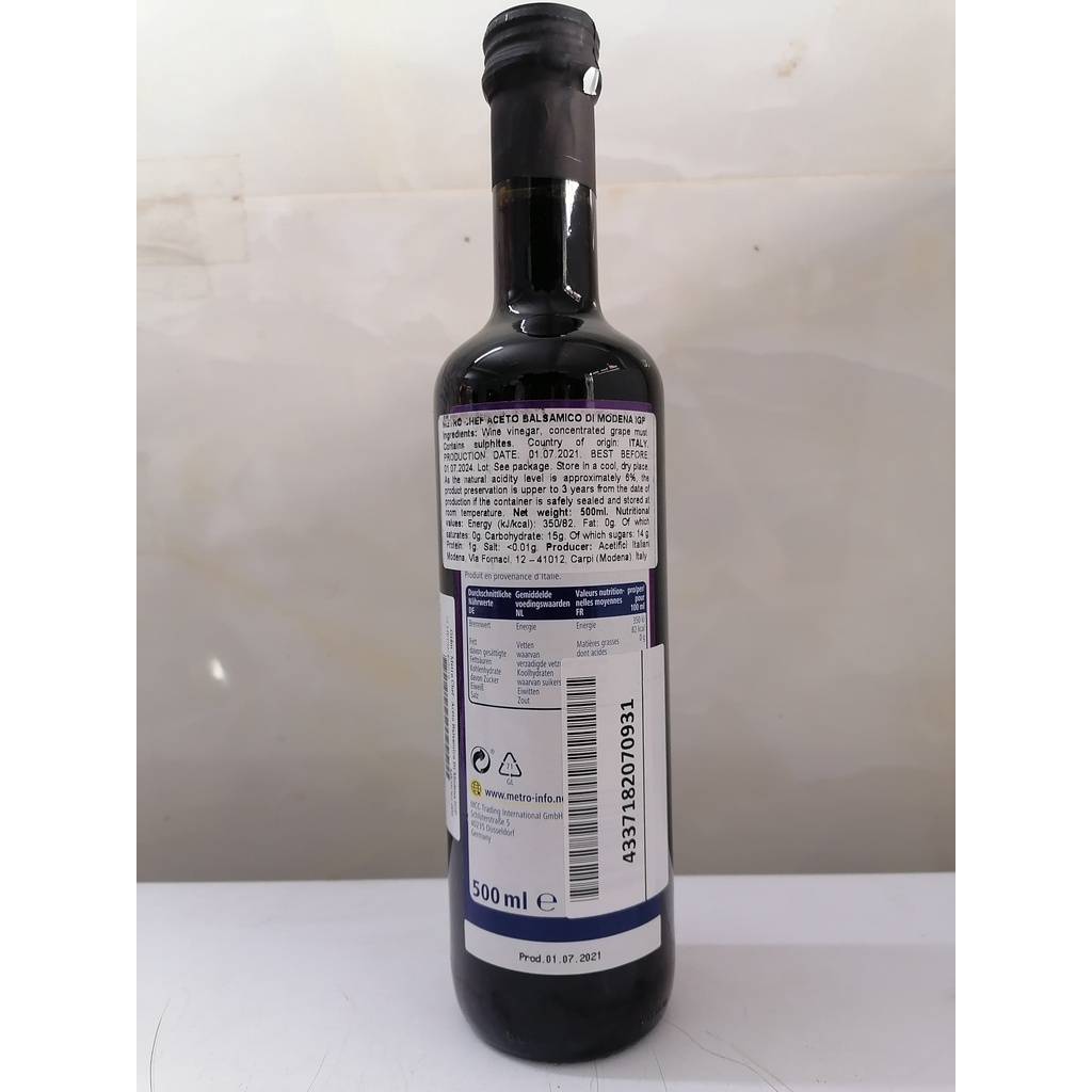 [Chai 500ml] GIẤM NHO [Italia] METRO CHEF Aceto Balsamico Di Modena (cff-hk)