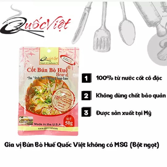 COMBO Gia vị Cốt bún bò Huế Quốc Việt - Gói 50g - VN10502