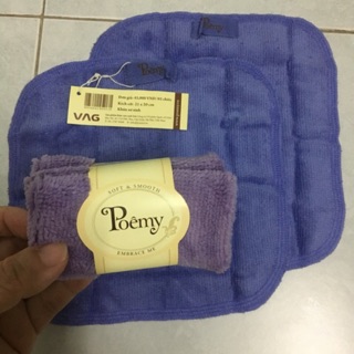 combo 2 Khăn poemy cho bé sơ sinh (khăn sữa) - kích thước 20x21 (có 2 màu tím hoa cà và violet như trong ảnh)