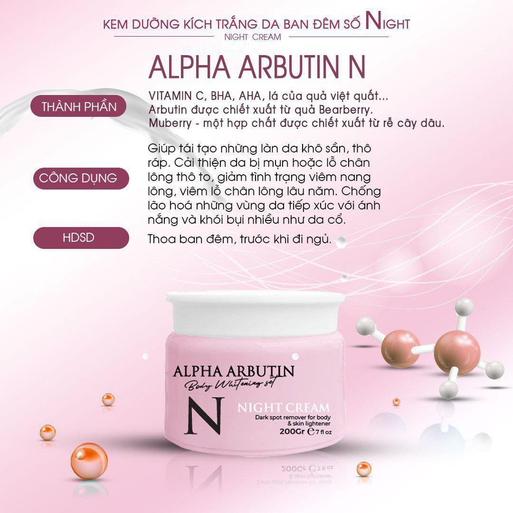 Alpha Arbutin - Bộ sản phẩm trắng da body cao cấp
