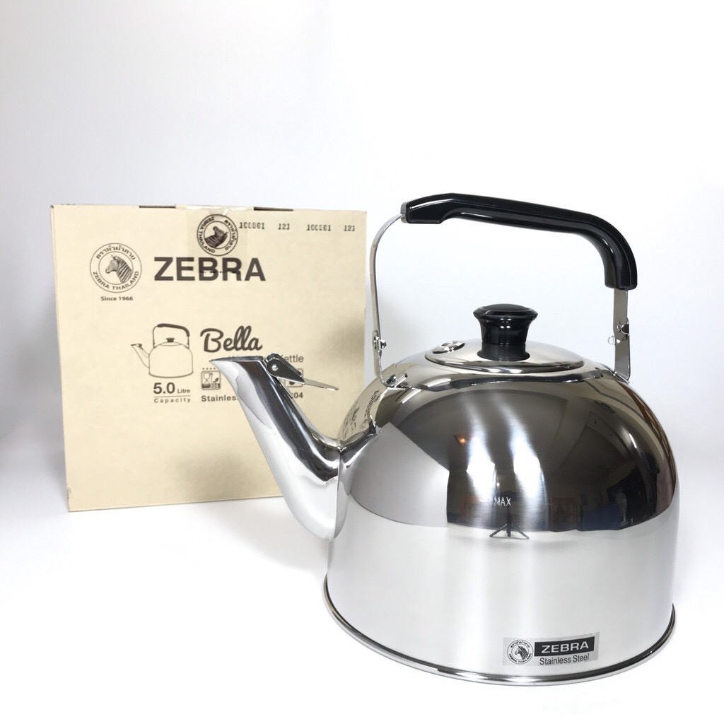 [THÁI LAN]  Ấm đun nước inox 304 Zebra Bella 5L-113533 có còi reo, dùng được trên bếp từ