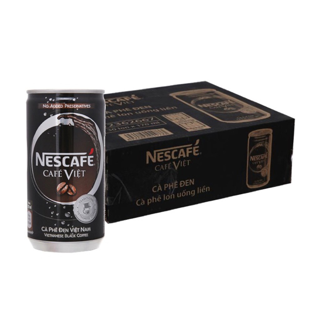 THÙNG 24 LON CÀ PHÊ ĐEN UỐNG LIỀN NESCAFE CAFE VIỆT