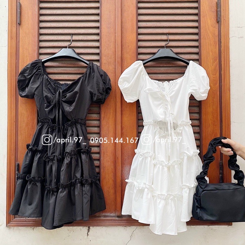 Đầm rút ngực tầng xoè (ảnh thật/ có sẵn)