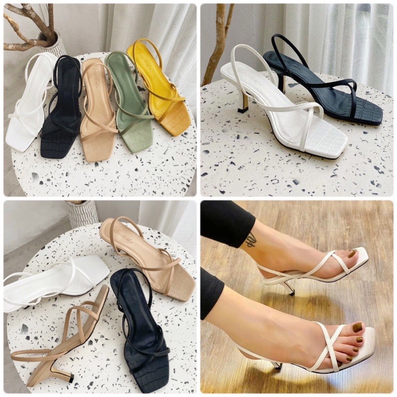 GIÀY SANDAL NỮ COLEE QUAI CHÉO ÊM CHÂN GÓT NHỌN CAO 7 CM