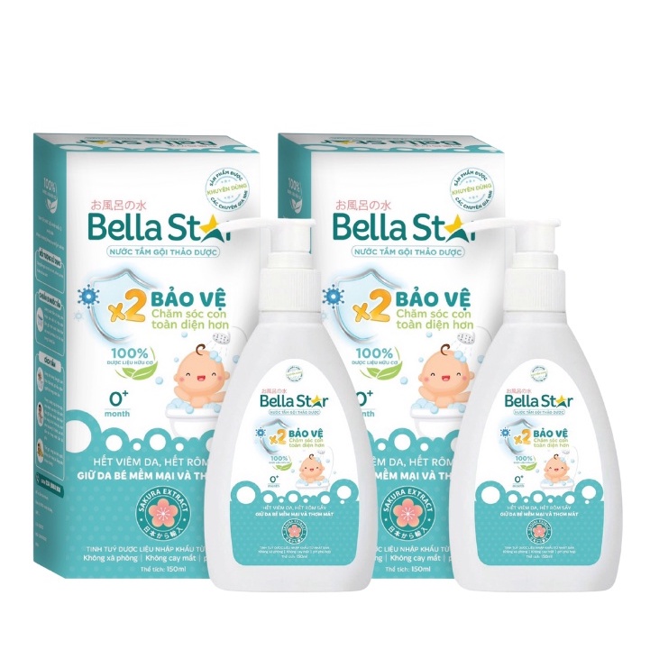 Combo 2 Chai Nước Tắm Thảo Dược BELLA STAR Loại Bỏ Vi Khuẩn, Làm Sạch Da Bé, Giảm Rôm Sảy, Mụn Nhọt