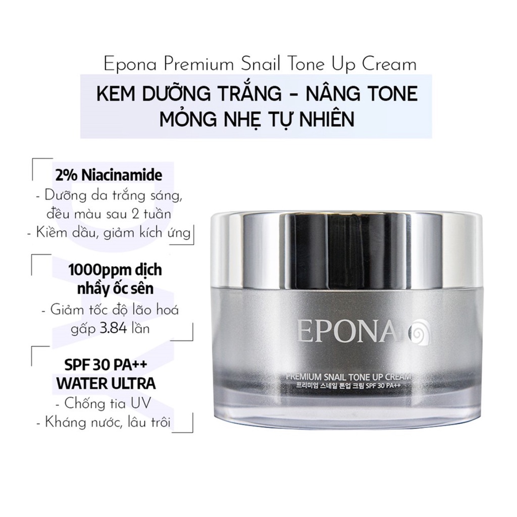 Kem Dưỡng Trắng Da, Chống Lão Hóa, Giảm Thâm, Giảm Nếp Nhăn, Nâng Tone Nhẹ, Phục Hồi Da Epona 50ml