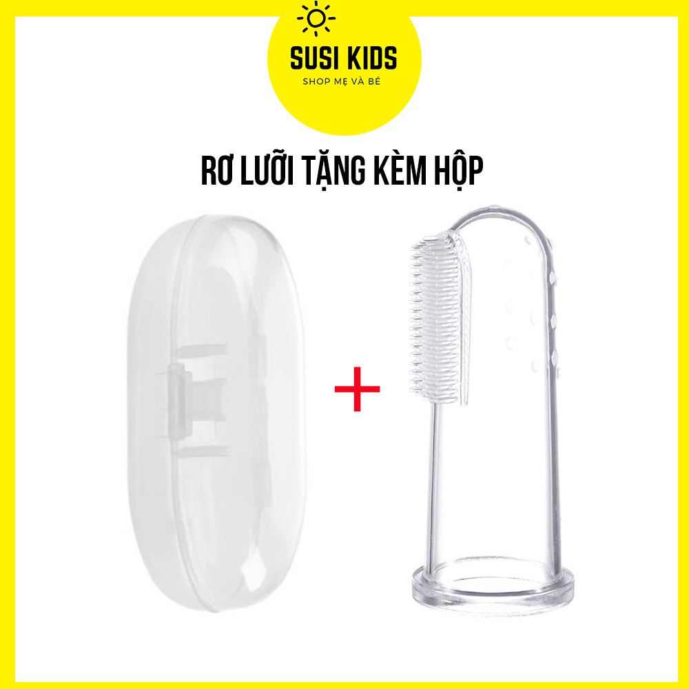 [Tặng Hộp Đựng] Rơ Lưỡi Silicon Kiêm Bàn Chải Đánh Răng Giữ Vệ Sinh Chống Tưa Lưỡi  Cho Bé Trai Bé Gái - Susi Kids