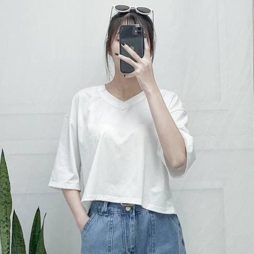 Áo Croptop Cổ Tim Cotton form Ullzzang rộng [Đủ Màu - Freesize]