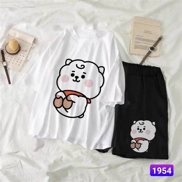 [Xưởng Giá Gốc] Set đồ bộ ngắn cartoon hoạt hình .Unisex form rộng Xưởng Giá Gốc Mã SP002018