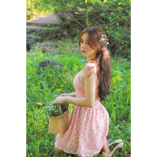 Junnie Dress - Váy hoa nhí + kèm khoác voan