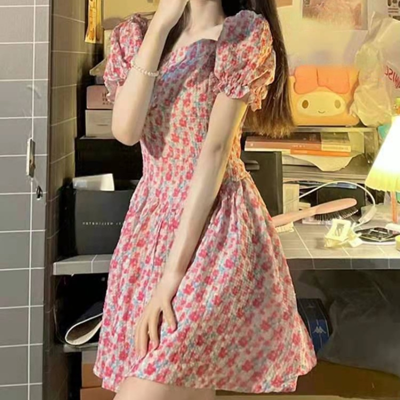 Đầm hoa Perty dáng ngắn thiết kế mới phong cách Hàn Quốc thời trang mùa hè cho nữ