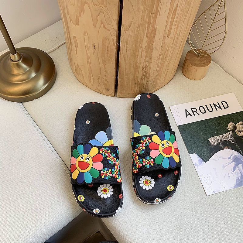 Dép Đi Trong Nhà Chống Trượt Đính Hoa Hướng Dương Xinh Xắn Cho Nữ