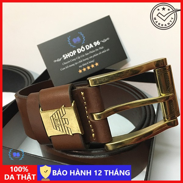 Thắt lưng nam da thật - Dây lưng nam da bò sáp - Mặt đồng đúc cao cấp - DL003