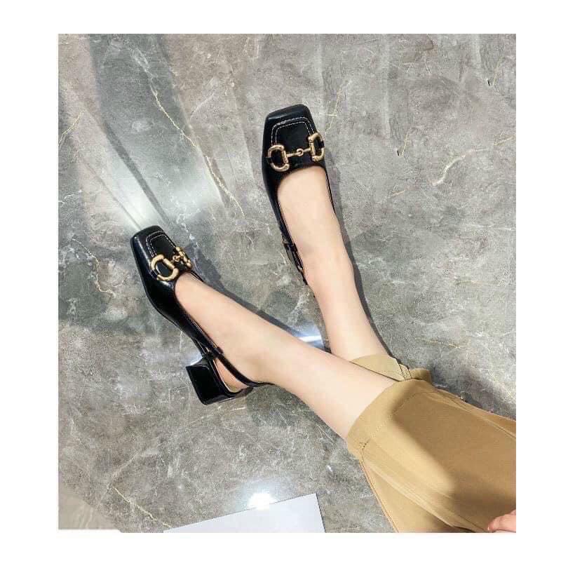 Giày dép nữ sandal búp bê quai hậu gót 3P da trơn mềm đẹp đi êm chân