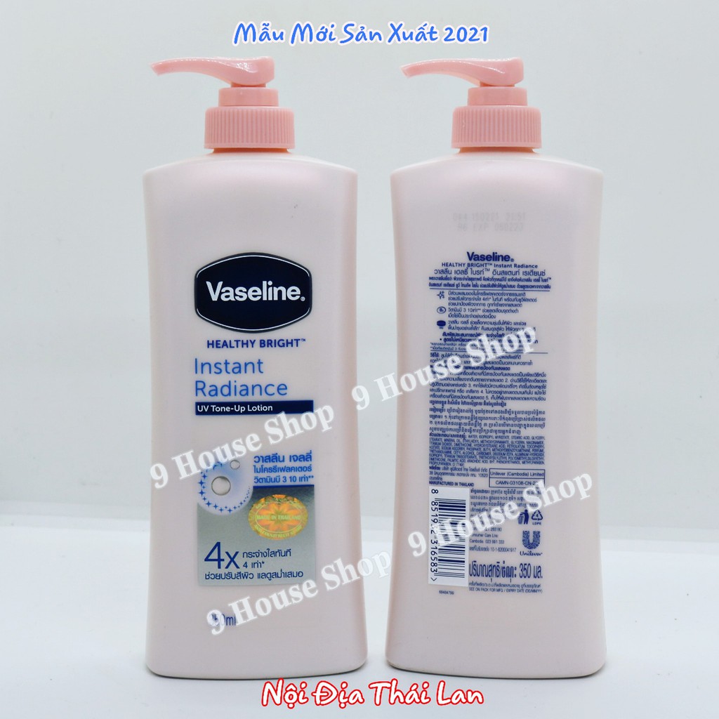 (4X-Chai Có Vòi) 01 Chai Dưỡng Thể Vaseline Healthy White Instant Fair 4X Thái Lan 350ml