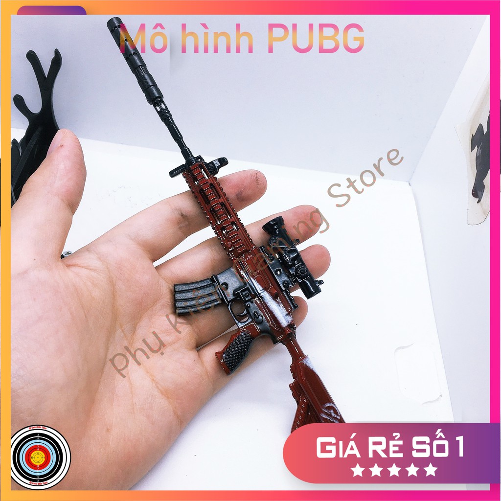 Mô hình súng pubg kim loại lắp ráp M416 skin Red Lifelong dài 20cm mô phỏng giống thật trong game