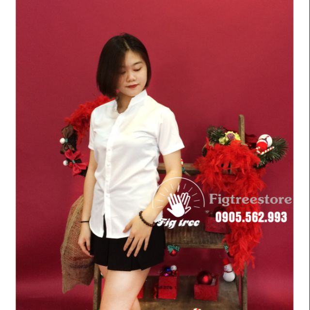 Áo sơ mi màu trắng TAY NGẮN giải nhiệt mùa hè