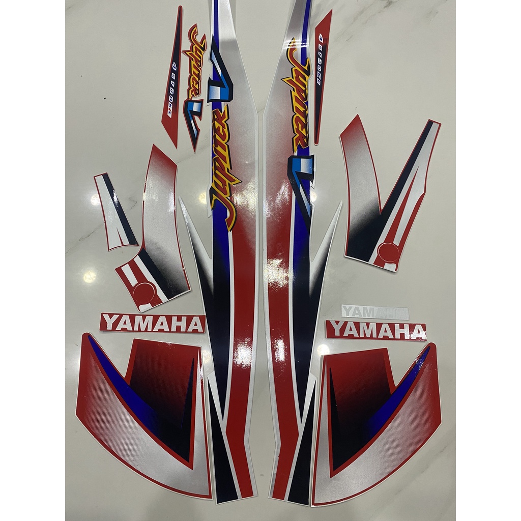 Nguyên bộ tem rời 3 lớp zin thái dán xe máy Yamaha Jupiter V màu đỏ