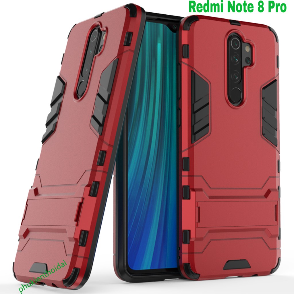 Ốp lưng Redmi Note 8 Pro chống sốc Iron Man cao cấp siêu bền giá đỡ mặt lưng