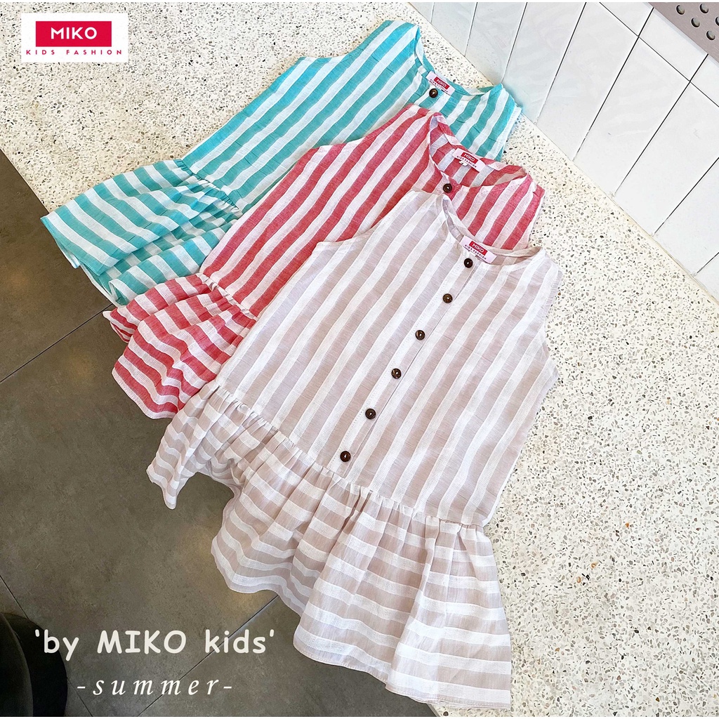 Váy vải xô bao mềm mịn bé gái MIKO đỏ be xanh vải xô mẫu SOFIA