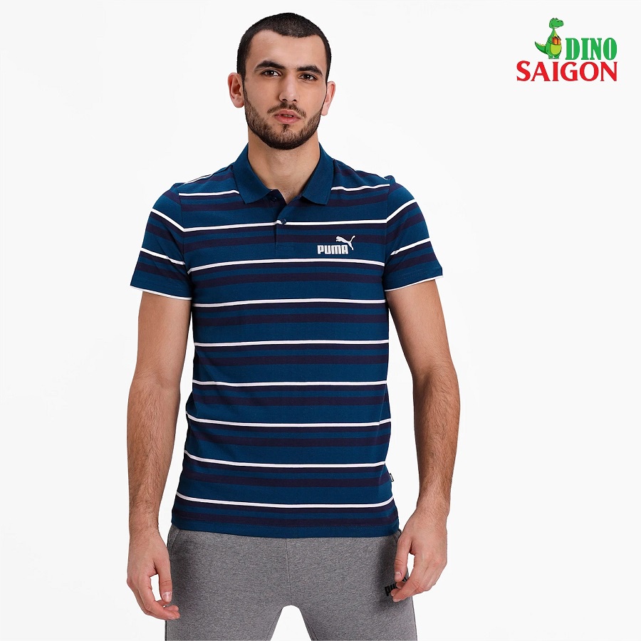 Áo thun polo nam Puma Essentials Striped J (màu Gibraltar) - Hàng chính hiệu