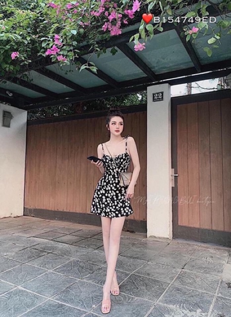 Đầm nữ hai dây dáng xoè hoạ tiết cúc hoạ mi trắng chất đũi ca o cấp mền mịn thích hợp mặc đi tiệc, mặc đi chơi | BigBuy360 - bigbuy360.vn