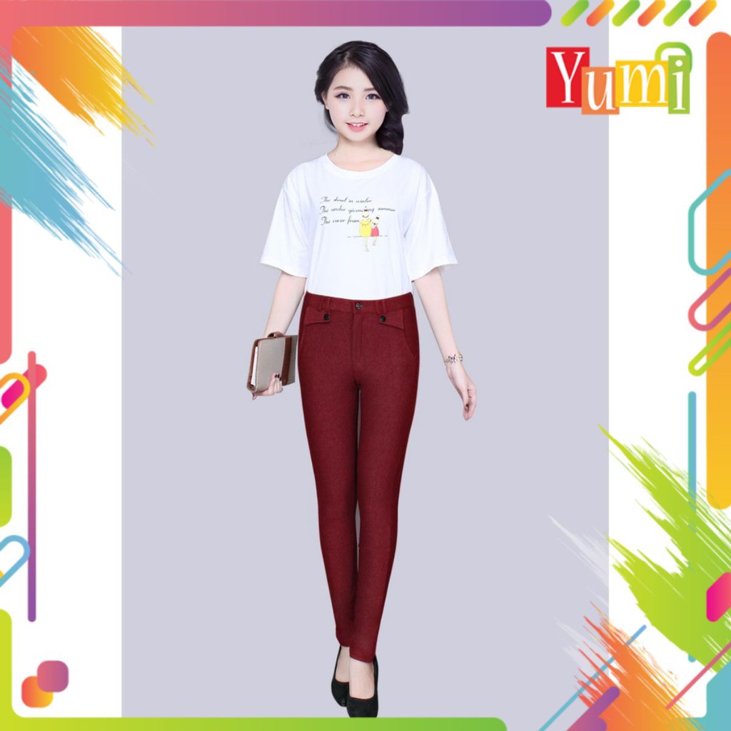 Quần tây ôm thun coton nữ 2 nút đen thời trang mới Qt02