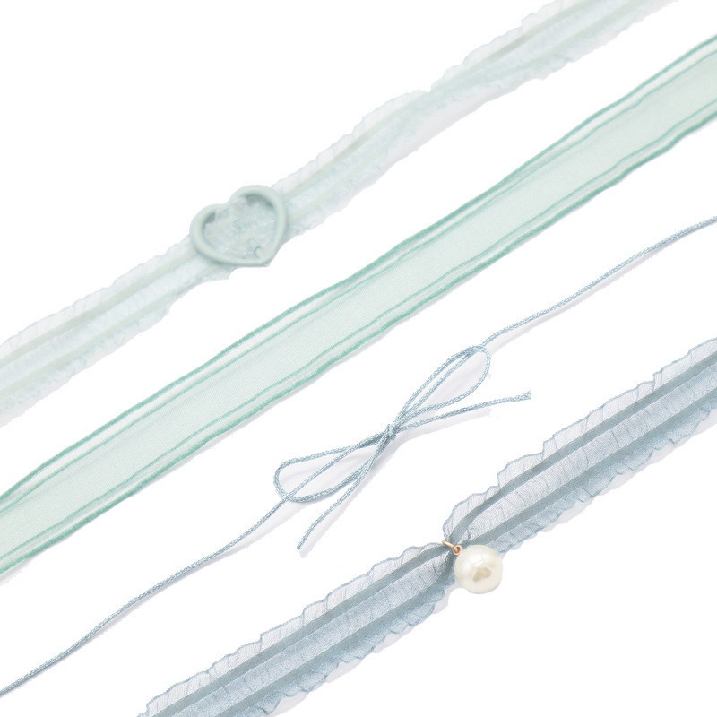 Vòng Cổ Choker Bằng Ren Màu Xanh Lá Nhạt Phong Cách Hàn Quốc Thời Trang