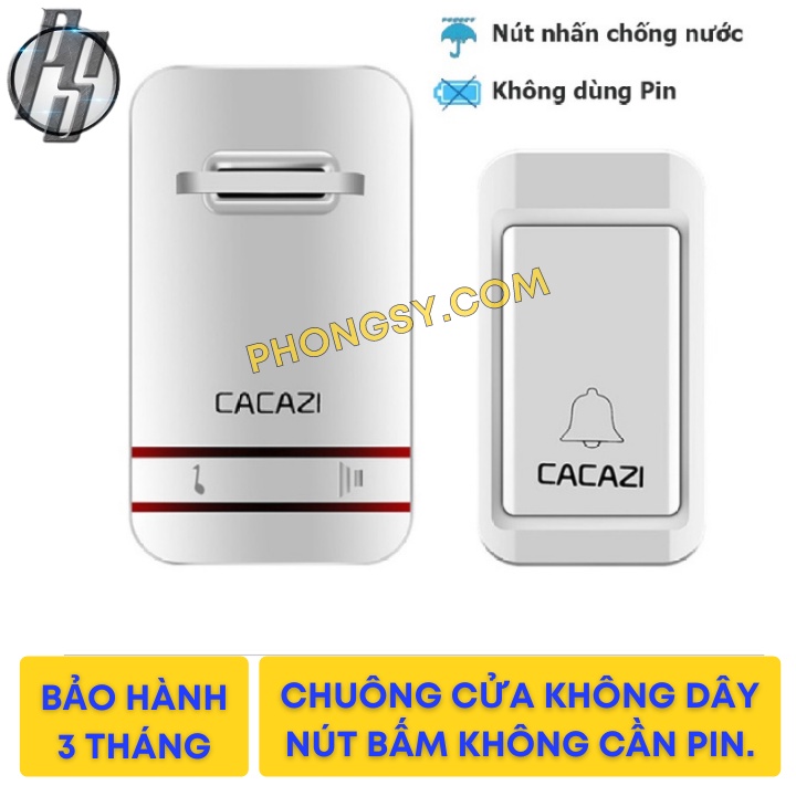 [Có bảo hành] Chuông cửa không dây, không dùng pin, chống thấm nước Cacazi - V027G