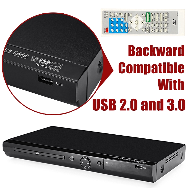 USB Multi Playback DVD Player Full HD 1080p CD MP3 LED Disc Display Home Player System