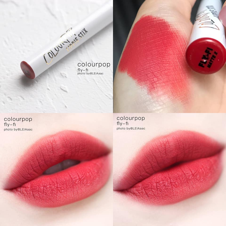 Son lì Lippie Matte Colourpop màu Fly Fi [đỏ hồng], bám màu lâu, không khô môi, [Sales, Bill Mỹ, Auth]