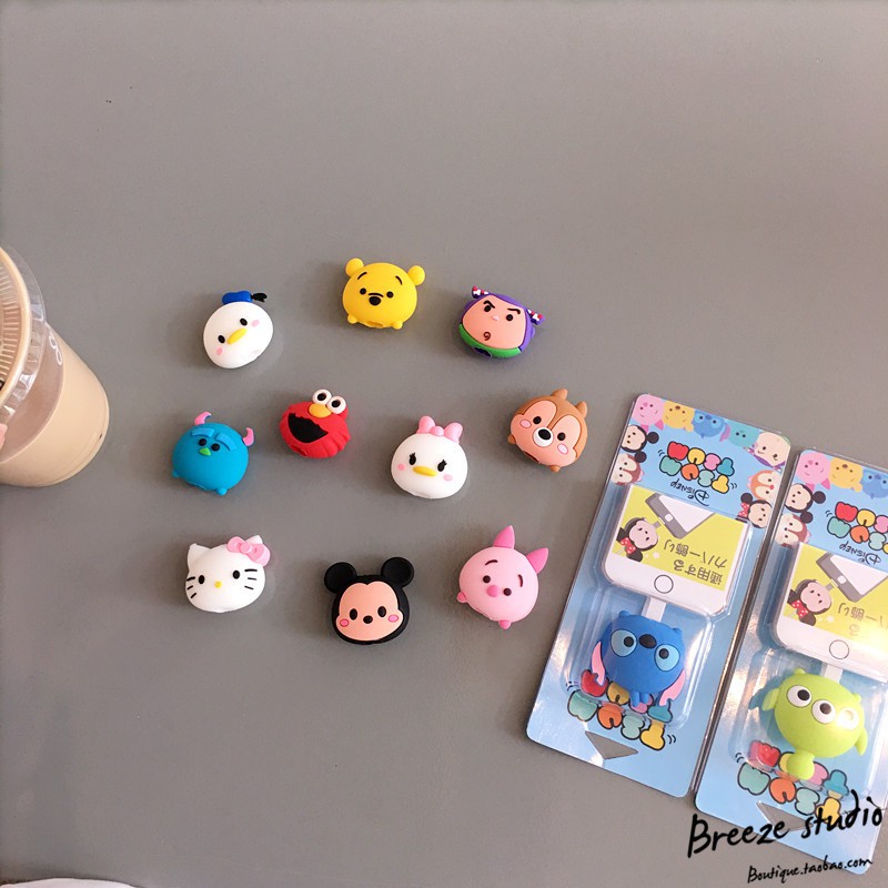 Bọc đầu dây cáp sạc Disney nhân vật hoạt hình dễ thương Line Friend, Toro, Hello Kitty