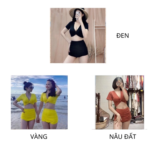 Đồ bơi nữ bikini đi biển 2 mảnh xoắn ngực nhiều màu KONKUN MS12