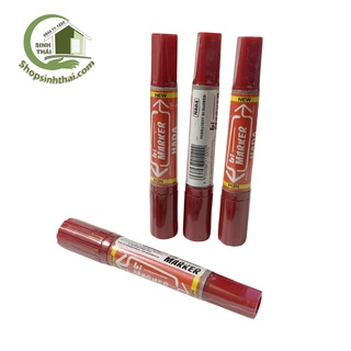 Bút lông dầu hai đầu lớn nhỏ - Bút lông to mực đỏ