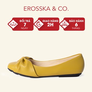 Giày búp bê Erosska mũi tròn phối nơ thắt ngang màu vàng _ EF008