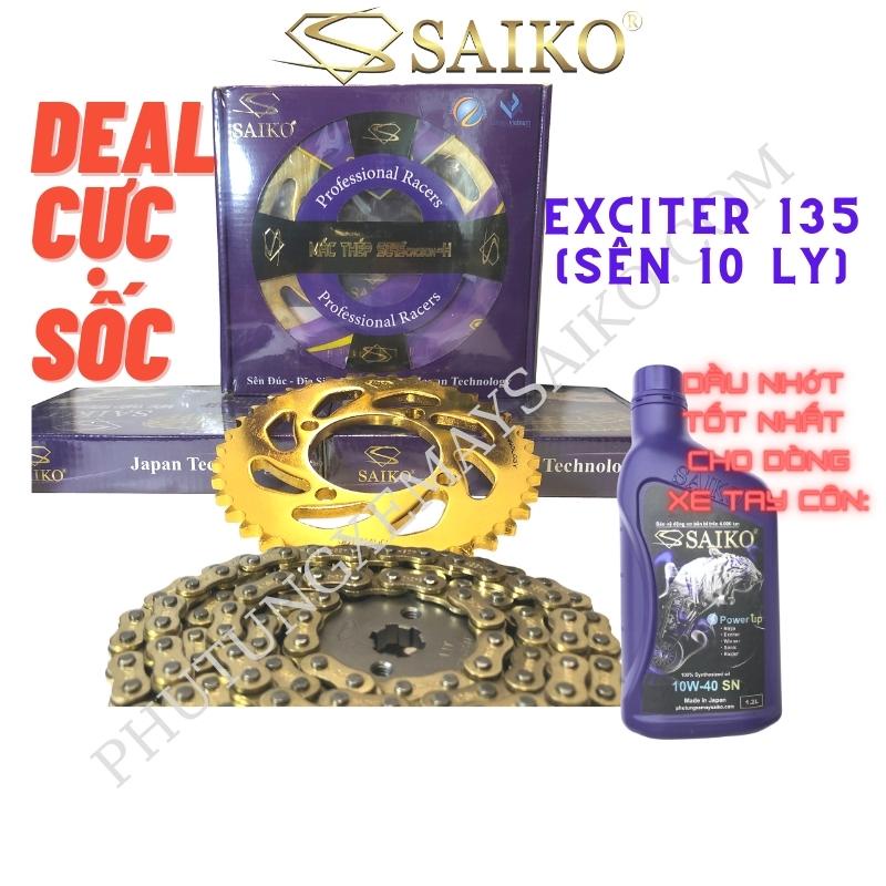 Nhông sên dĩa bộ Saiko EXCITER 135 Thép S45C cacbon-H.
