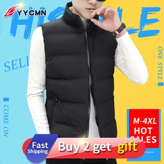【M-4XL】Men's solid color  warm vest  fashion sleeveless vest casual slim men clothing
